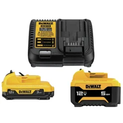 Factory Reconditioned Dewalt (2-Piece) 12V Lithium-Ion Batteries and Charger Starter Kit (3 Ah/5 Ah)