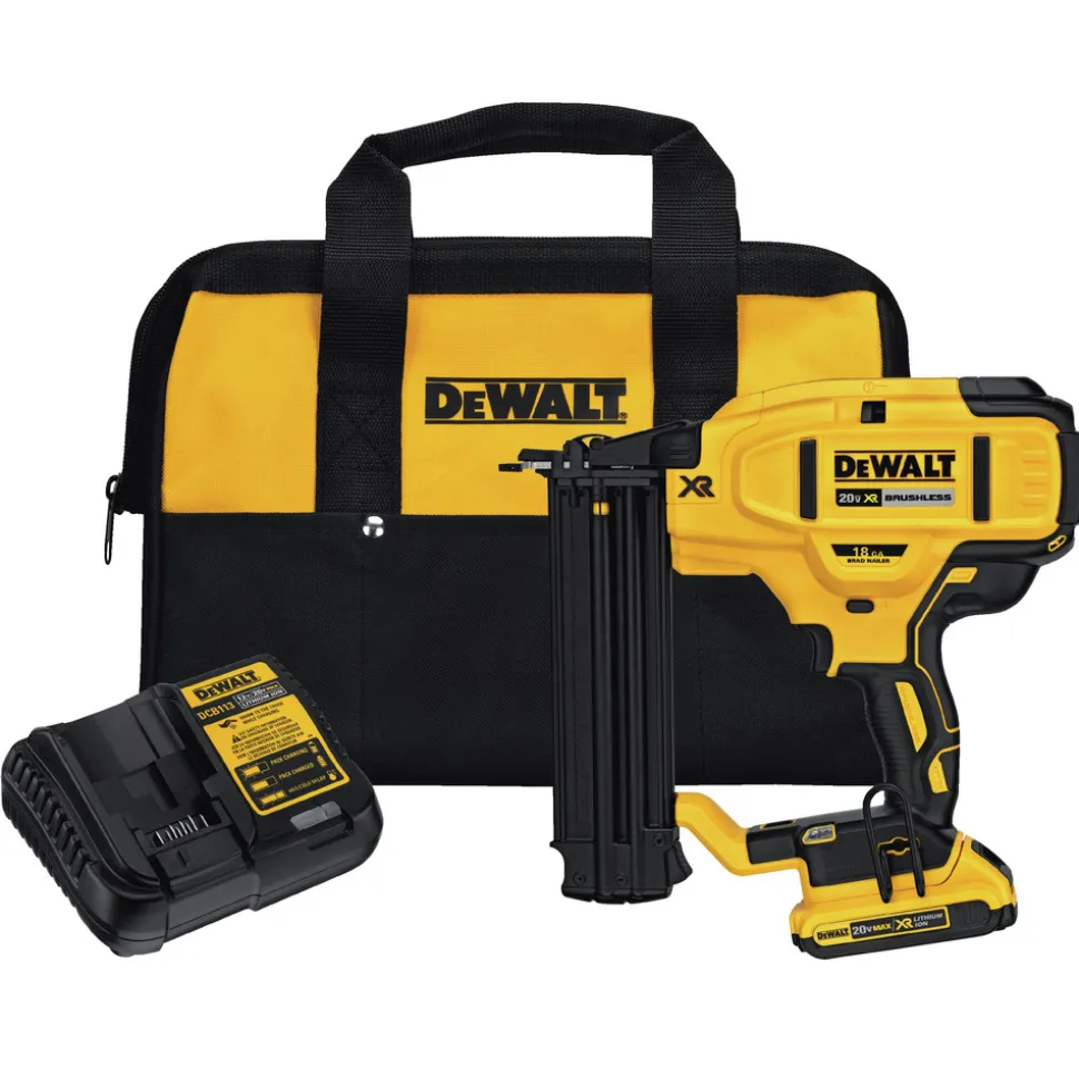 Factory Reconditioned Dewalt 20V MAX XR 18 Gauge Cordless Brad Nailer Kit (2 Ah)