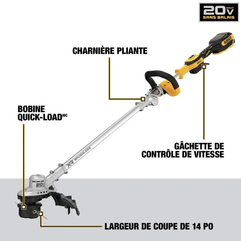 Factory Reconditioned Dewalt 20V MAX XR Brushless Lithium-Ion 14 in. Cordless Folding String Trimmer/Handheld Blower Combo Kit (4 Ah)