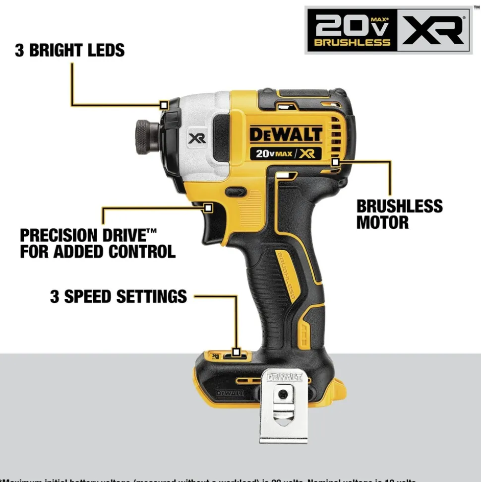 Factory Reconditioned Dewalt 20V MAX XR Brushless Lithium-Ion 4-Tool Combo Kit (1.7 Ah/5 Ah)