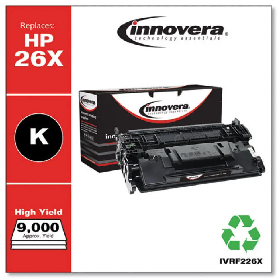 Factory Reconditioned Innovera 9000 Page-Yield Remanufactured High-Yield Toner Replacement for 26X (CF226X) - Black