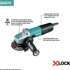 Factory Reconditioned Makita 7.5 Amp 4-1/2 in. Corded X-LOCK Angle Grinder