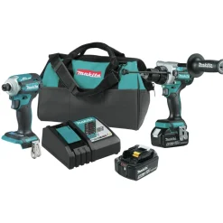 Factory Reconditioned Makita 18V LXT Brushless Lithium-Ion 1/2 in. Cordless Hammer Drill Driver and 4-Speed Impact Driver Combo Kit with 2 Batteries (5 Ah)