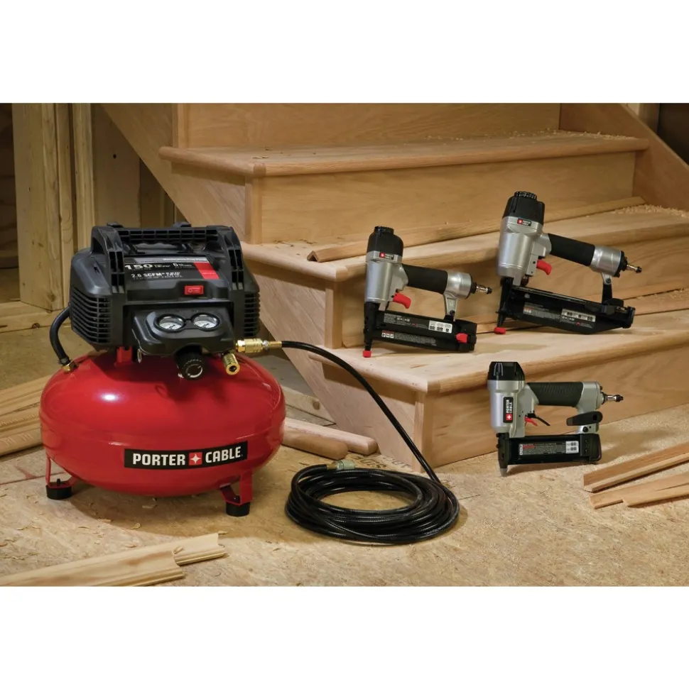 Factory Reconditioned Porter-Cable 3-Piece Nailer and 0.8 HP 6 Gallon Oil-Free Pancake Air Compressor Combo Kit