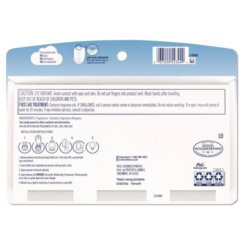 Febreze 2.63 oz. PLUG Air Freshener Refills - Linen and Sky (6 Packs/Carton)