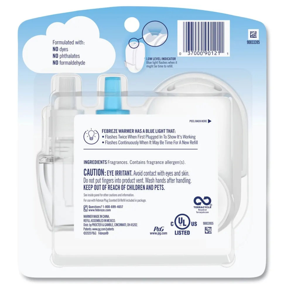 Febreze PLUG 6.54 in. x 2.99 in. x 5.98 in. Air Freshener Warmer Start Kit - Clear/White (4/Carton)