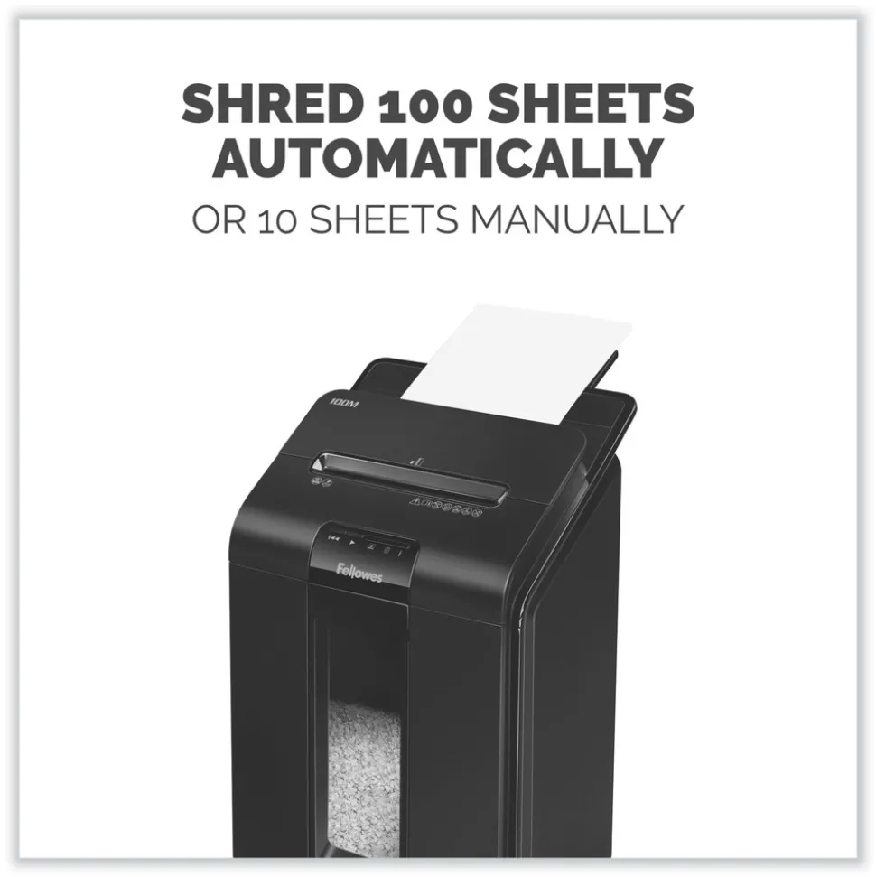 Fellowes Mfg Co. 100 Auto/10 Manual Sheet Capacity Micro-Cut Shredder