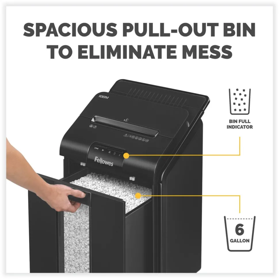 Fellowes Mfg Co. 100 Auto/10 Manual Sheet Capacity Micro-Cut Shredder