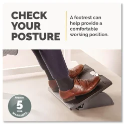 Fellowes Mfg Co. 17.5 in. W x 13.13 in. D x 4.13 in. to 5.63 in. H Adjustable Locking Footrest with Microban - Black/Silver