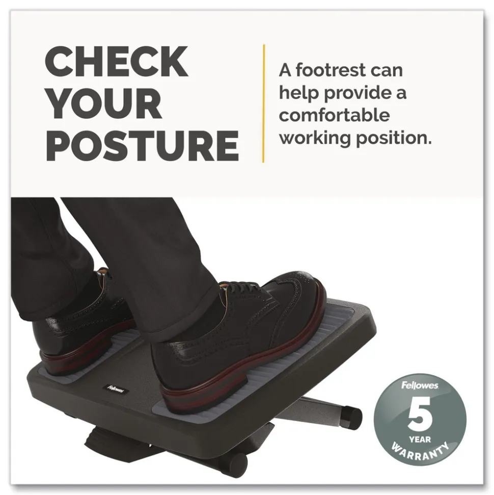 Fellowes Mfg Co. 17.75 in. W x 13.25 in. D x 4 in. to 6.5 in. H HPS Ultimate Foot Support - Black/Gray