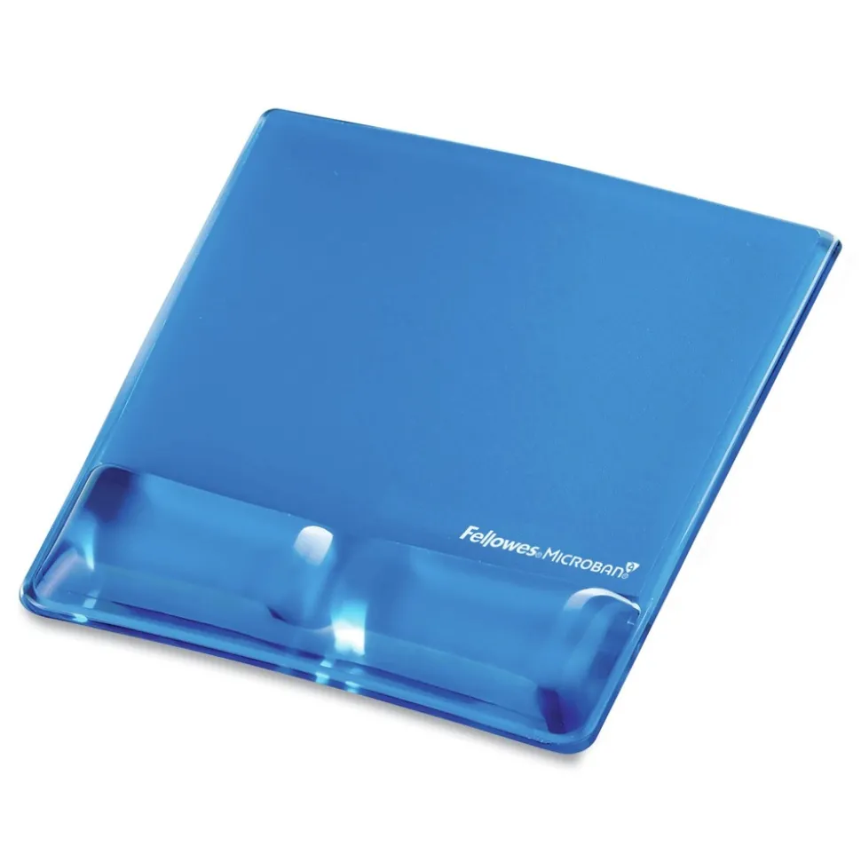 Fellowes Mfg Co. 8.25 in. x 9.87 in. Gel Wrist Support with Attached Mouse Pad - Blue