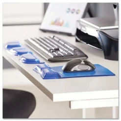 Fellowes Mfg Co. 8.25 in. x 9.87 in. Gel Wrist Support with Attached Mouse Pad - Blue