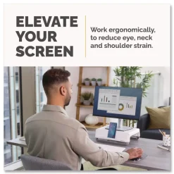 Fellowes Mfg Co. 13.94 in. x 11.97 in. x 3.25 in. to 6 in. Supports 33 lbs. Breyta Monitor Stand - White