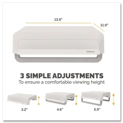 Fellowes Mfg Co. 13.94 in. x 11.97 in. x 3.25 in. to 6 in. Supports 33 lbs. Breyta Monitor Stand - White