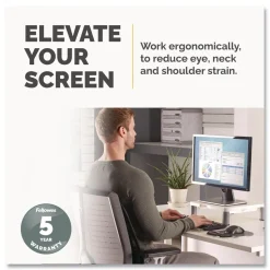 Fellowes Mfg Co. 13.38 in. x 13.63 in. x 2 in. to 4 in. 60 lbs. Standard Monitor Riser for 21 in. Monitors - Platinum/Graphite