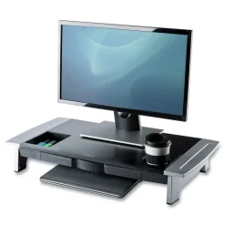 Fellowes Mfg Co. 27 in. x 14 in. x 4 in. to 6.5 in. Office Suites Premium Monitor Riser - Black/Silver
