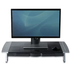 Fellowes Mfg Co. 27 in. x 14 in. x 4 in. to 6.5 in. Office Suites Premium Monitor Riser - Black/Silver