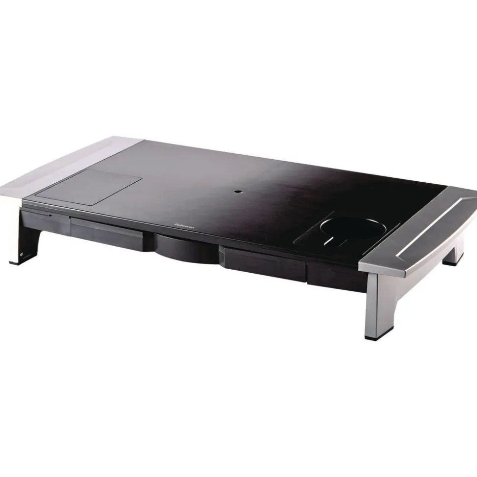 Fellowes Mfg Co. 27 in. x 14 in. x 4 in. to 6.5 in. Office Suites Premium Monitor Riser - Black/Silver