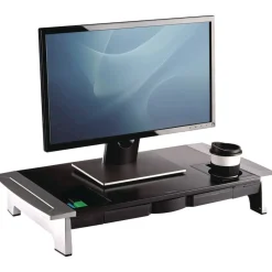 Fellowes Mfg Co. 27 in. x 14 in. x 4 in. to 6.5 in. Office Suites Premium Monitor Riser - Black/Silver
