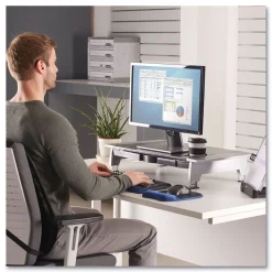 Fellowes Mfg Co. 27 in. x 14 in. x 4 in. to 6.5 in. Office Suites Premium Monitor Riser - Black/Silver