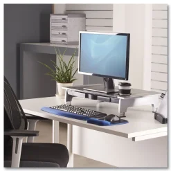 Fellowes Mfg Co. 27 in. x 14 in. x 4 in. to 6.5 in. Office Suites Premium Monitor Riser - Black/Silver
