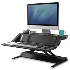 Fellowes Mfg Co. 32.75 in. x 24.25 in. x 5.5 in. to 22.5 in. Lotus DX Sit-Stand Workstation - Black
