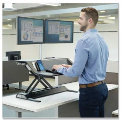 Fellowes Mfg Co. 32.75 in. x 24.25 in. x 5.5 in. to 22.5 in. Lotus DX Sit-Stand Workstation - Black