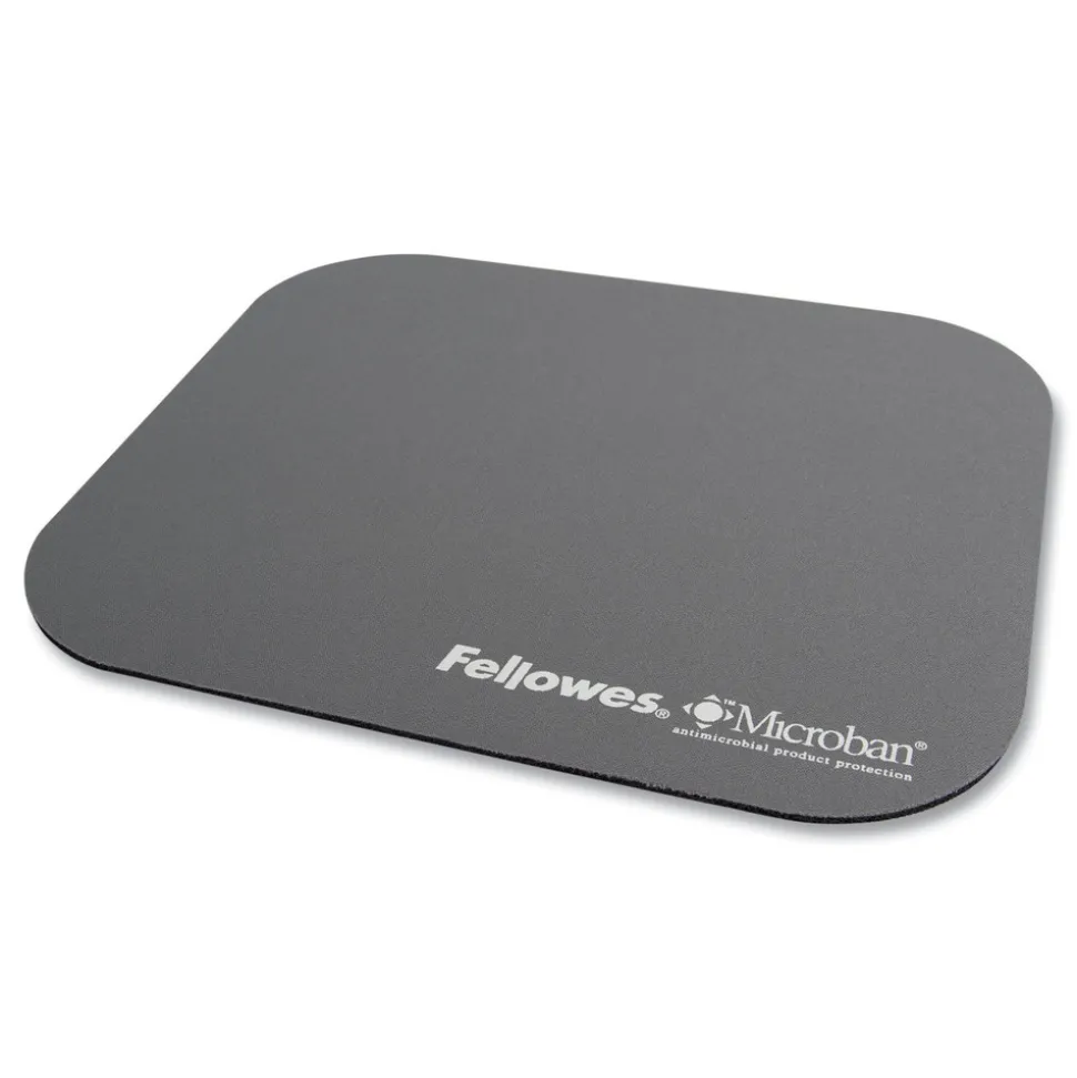 Fellowes Mfg Co. 9 in. x 8 in. Mouse Pad with Microban Protection - Graphite