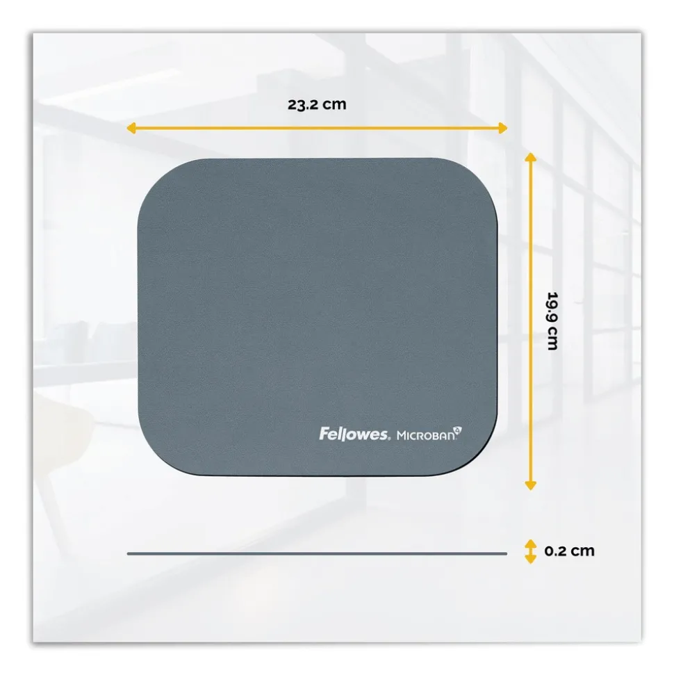 Fellowes Mfg Co. 9 in. x 8 in. Mouse Pad with Microban Protection - Graphite
