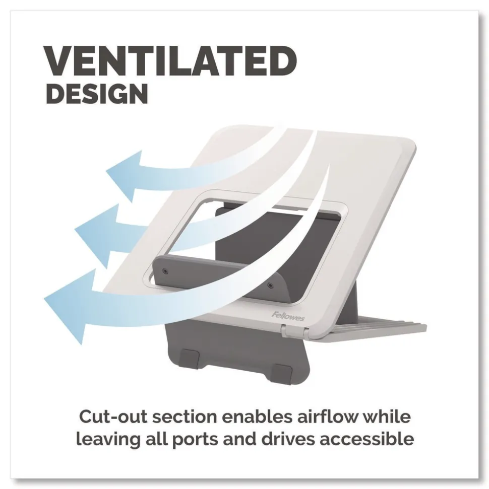 Fellowes Mfg Co. 9.25 in. x 10.55 in. x 0.55 in. to 8 in. Supports Up to 8.8 lbs. Breyta Laptop Stand - White