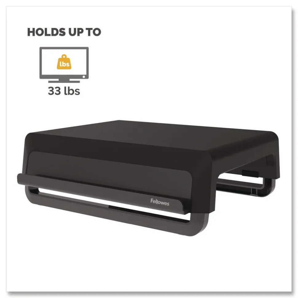 Fellowes Mfg Co. 13.94 in. x 11.97 in. x 3.25 in. to 6 in. Supports 33 lbs. Breyta Monitor Stand - Black