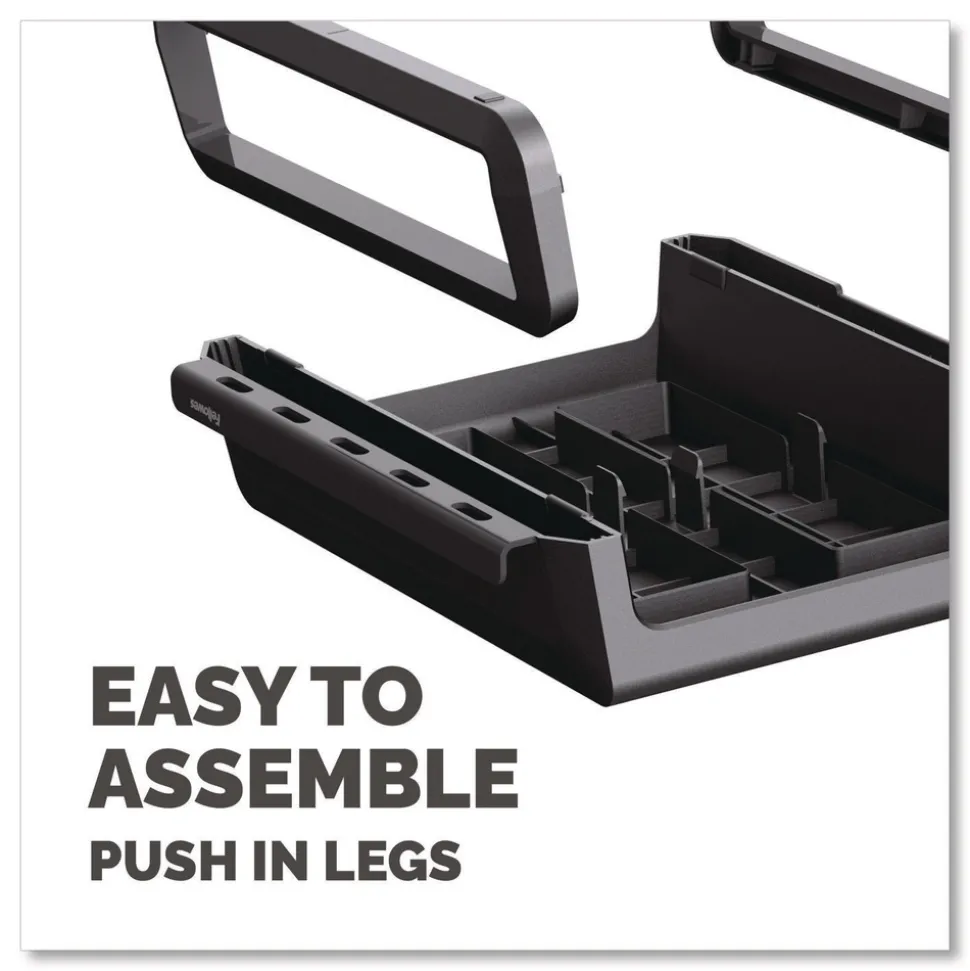 Fellowes Mfg Co. 13.94 in. x 11.97 in. x 3.25 in. to 6 in. Supports 33 lbs. Breyta Monitor Stand - Black