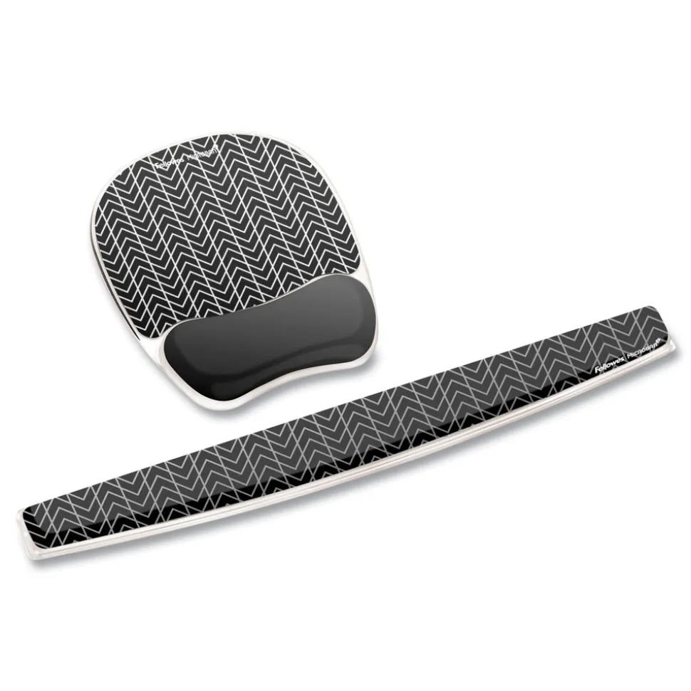 Fellowes Mfg Co. 18.5 in. x 2.31 in. Photo Gel Keyboard Wrist Rest with Microban Protection - Chevron Design