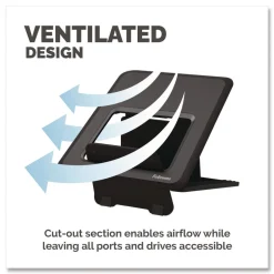 Fellowes Mfg Co. 9.25 in. x 10.55 in. x 0.55 in. to 8 in. Supports Up to 8.8 lbs. Breyta Laptop Stand - Black