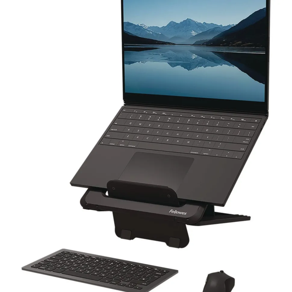 Fellowes Mfg Co. 9.25 in. x 10.55 in. x 0.55 in. to 8 in. Supports Up to 8.8 lbs. Breyta Laptop Stand - Black