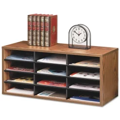 Fellowes Mfg Co. 12 Section 29 in. x 11.88 in. x 12.94 in. Particle Board Desktop Sorter - Medium Oak