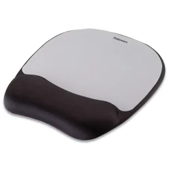 Fellowes Mfg Co. 7.93 x 9.25 Memory Foam Mouse Pad with Wrist Rest - Black/Silver