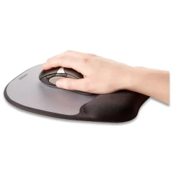 Fellowes Mfg Co. 7.93 x 9.25 Memory Foam Mouse Pad with Wrist Rest - Black/Silver