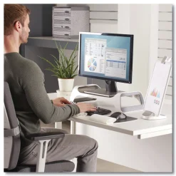 Fellowes Mfg Co. I-Spire Series 20 in. x 8.88 in. x 4.88 in. Monitor Lift Supports 25 lbs. - White/Gray