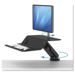 Fellowes Mfg Co. Lotus RT 48 in. x 30 in. x 42.2 in. - 49.2 in. Sit-Stand Workstation - Black