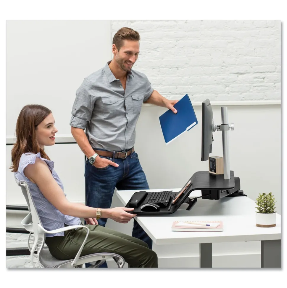 Fellowes Mfg Co. Lotus RT 48 in. x 30 in. x 42.2 in. - 49.2 in. Sit-Stand Workstation - Black