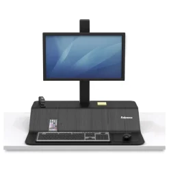 Fellowes Mfg Co. Lotus VE 29 in. x 28.5 in. x 42.5 in. Single Monitor Sit-Stand Workstation - Black