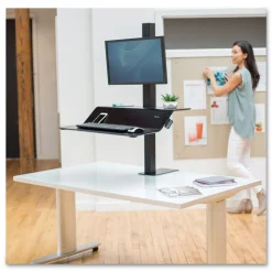Fellowes Mfg Co. Lotus VE 29 in. x 28.5 in. x 42.5 in. Single Monitor Sit-Stand Workstation - Black