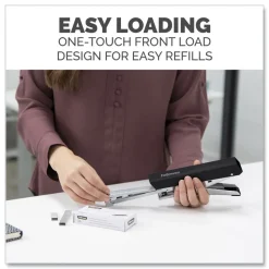 Fellowes Mfg Co. LX890 0.25 in./0.31 in. Staples 40-Sheet Capacity Handheld Plier Stapler with Antimicrobial Protection - Black/White