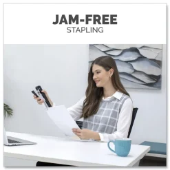 Fellowes Mfg Co. LX890 0.25 in./0.31 in. Staples 40-Sheet Capacity Handheld Plier Stapler with Antimicrobial Protection - Black/White