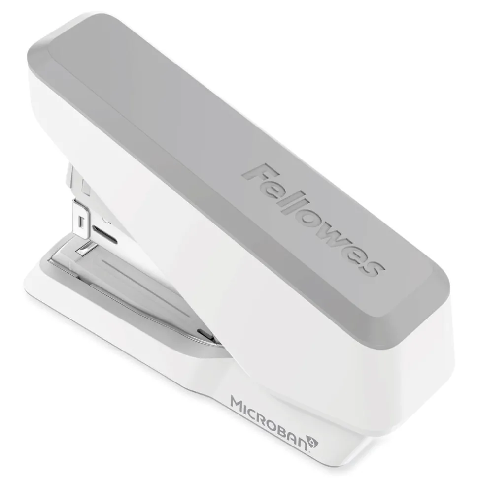 Fellowes Mfg Co. LX860 EasyPress 40-Sheet Capacity Half Strip Stapler with Antimicrobial Protection - Gray/White