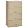 FireKing 4 Legal/Letter-Size File Drawers 31.13 in. x 22.13 in. x 52.75 in. 260 lbs. Overall Capacity Insulated Lateral File - Parchment