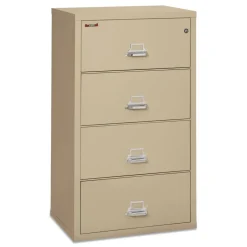 FireKing 4 Legal/Letter-Size File Drawers 31.13 in. x 22.13 in. x 52.75 in. 260 lbs. Overall Capacity Insulated Lateral File - Parchment