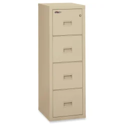 FireKing Compact Turtle 17.75 in. x 22.13 in. x 52.75 in. Insulated Vertical File with 4 Legal/Letter Drawers - Parchment