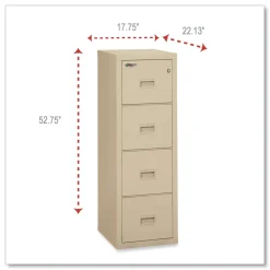 FireKing Compact Turtle 17.75 in. x 22.13 in. x 52.75 in. Insulated Vertical File with 4 Legal/Letter Drawers - Parchment